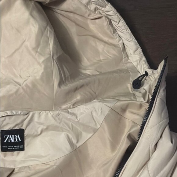 Zara Womens Quilted Hooded Puffer Jacket - Beigesize small - Picture 10 of 10